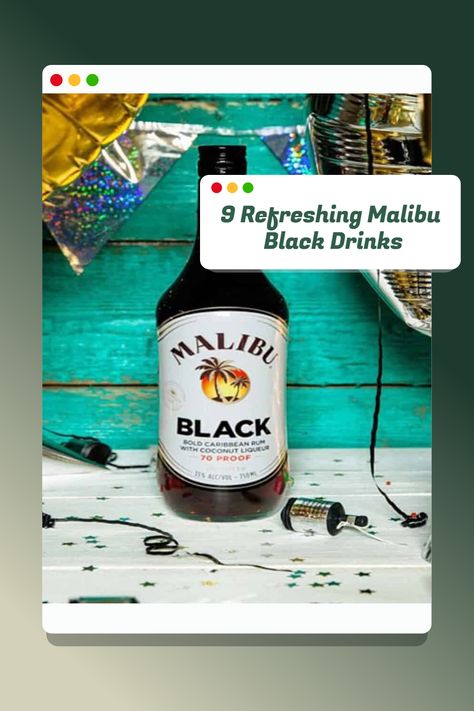 Malibu Black drinks have more kick than the Original bottle of Malibu Coconut Rum which just gives cocktail recipes that extra zing. Here are our favorite cocktails with Malibu Black Rum. Malibu Black Drinks Recipes, Black Rum Cocktails, Cocktails With Malibu, Dark Rum Drinks, Coconut Rum Recipes, Malibu Mixed Drinks, Black Drinks, Malibu Rum Drinks, Malibu Cocktails