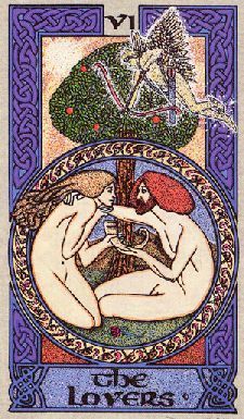 Celtic Tarot, Courtney Davis, Lovers Card, The Lovers Tarot Card, The Lovers Tarot, Tarot Magic, Divination Cards, Magic Symbols, Celtic Knotwork