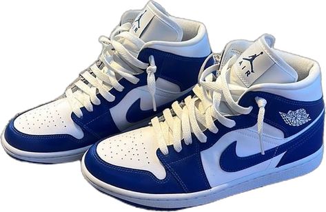 Jordan 1s Kentucky Blue mids Cute Jordan 1s, Cute Jordans, Jordan 1s, Cute Nike Shoes, Cute Nikes, Really Cute Outfits, Jordan Shoes, Kentucky, Nike Shoes