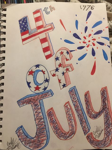 Happy 4th of July! ❤️🇺🇸🎆🎇 Patriotic Drawings Ideas, Forth Of July Drawing Ideas, 4th Of July Sketches, 4 Of July Drawing Ideas, Fourth Of July Drawings Ideas, 4th Of July Drawing Ideas, Fourth Of July Drawings, 4th Of July Doodles, 4th Of July Drawings