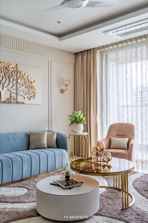 Luxury Theme Living Room, Elegant Spaces Interior Design, Color Theme For Interior Design, Classy Wallpaper For Living Room, Wall Design In Pop, Pop Design Living Rooms, Living Pop Design, Mid Century Modern Living Room Ideas Interior Design, Luxury Colorful Living Room