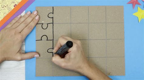 9 Ways to Make a Puzzle - wikiHow Make A Puzzle, Memory Verse Games, Wooden Shape Puzzle, Styrofoam Art, Puzzle Maker, Cardboard Puzzle, Make Your Own Puzzle, Diy Puzzles, Puzzle Crafts