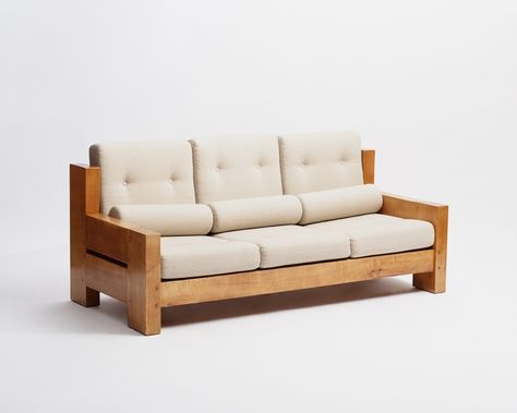 Three Seat Sofa - Alain Gaubert - Collection - Maison Gerard Contemporary Lounge Chair, Sofa Design Wood, Wooden Sofa Set Designs, Wood Bed Design, Wooden Front Door Design, Custom Sectional Sofa, Wooden Sofa Designs, Modern Sofa Set, Furniture Design Chair