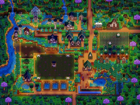 Have been designing the look of the 1.6 meadowlands farm i have going on with my partner for the past two days; it looks so cozy ♥♥♥ : r/FarmsofStardewValley Stardew Farms, Stardew Valley Layout, Stardew Valley Tips, Stardew Valley Farms, Valley Game, Farm Layout, Ranch Farm, Farm Design, Minecraft Projects