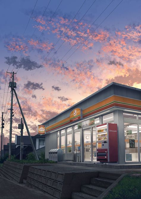 grafika anime scenery and convenience store Anime Wallpapers Aesthetic, Anime Places, Episode Backgrounds, Bg Design, Graphisches Design, Anime City, Scenery Background, Best Anime, Anime Wallpapers