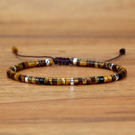 Natural Tiger's Eye Stone Braided Dainty Bracelet Brown Stone Bracelet Handmade Size: Fits About 6 ~ 8 Inch Wrist, Adjustable Nautical Bracelet, Brown Stone, Tiger Eye Bracelet, Dainty Bracelet, Mens Beaded Bracelets, Tiger Eye Stone, Self Worth, Dainty Bracelets, Eye Stone