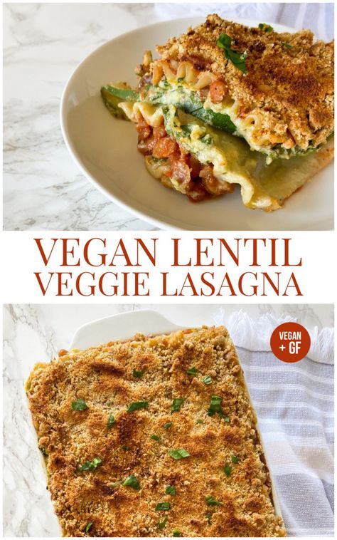 Vegan Lentil Lasagna, Lentil Lasagna, Lentils Vegan, Cashew Cream Sauce, Vegan Casserole, Lasagna Recipes, Vegan Lentil, Vegan Lasagna, Veggie Lasagna