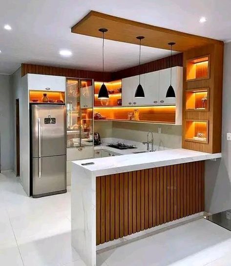 Design Open Kitchen, Breakfast Counter, Bar Counter Design, Kitchen Bar Design, Simple Kitchen Design, Kitchen Layout Plans, Modern Kitchen Interiors, Counter Design, Kitchen Interior Design Decor