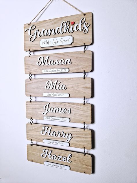 Grandchildren's Birthday Reminder, Grandkids Wooden Plaque, Family Tree Gift, Gift Idea for Grandparents, Wooden Grandkids Sign - Etsy Grandkids Make Life Grand, Grandkids Sign, Family Tree Gift, Gift Wreath, Birthday Reminder, Old Design, Birthday Calendar, Grandparent Gifts, Tree Gift