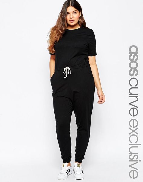 ASOS Curve | ASOS CURVE Casual Jumpsuit With Drawstring at ASOS Outfits Con Jumpsuit, Chubby Style, Plus Size Summer Outfit, Asos Curve, Plus Size Jumpsuit, Casual Jumpsuit, Plus Size Kleidung, Curvy Girl Outfits, Sporty Outfits