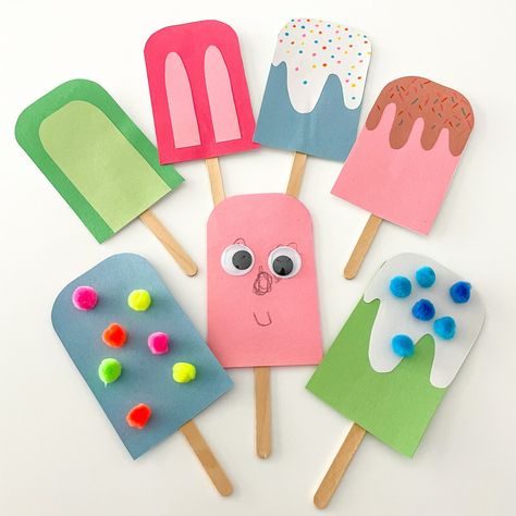 Play Ice Cream Shop, Popsicle Craft, Play Ice Cream, Craft Activity For Kids, Giraffe Crafts, Popsicle Art, Prek Crafts, Ice Cream Crafts, Fun Summer Crafts