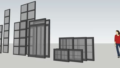 Large preview of 3D Model of My Complete Doors & Windows Food Truck Design Interior, Warehouse Windows, Solar Windows, Black Window Frames, Interior Design Videos, Interior Design Portfolios, Glass Panel Door, Sketchup Model, Arched Doors