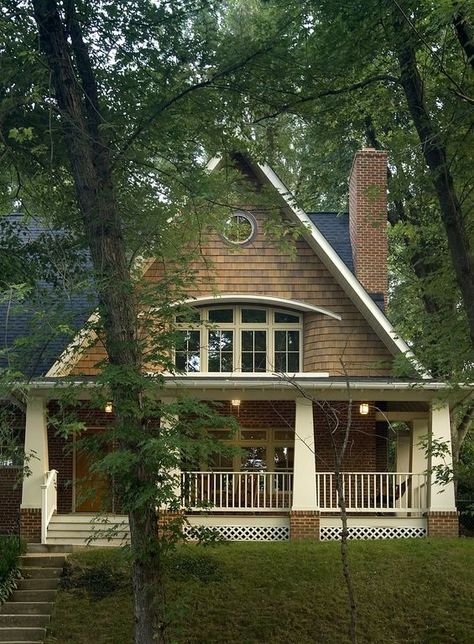 Craftsman Exterior of Home with Port Oxford Hanging-Mount 1-Light Outdoor Oil Rubbed Chestnut Lantern, Pathway, Arched window Craftsman Porch, Craftsman Bungalow, Craftsman Exterior, Cottage Style Home, Craftsman Style Homes, Traditional Exterior, Craftsman Bungalows, Craftsmen Homes, Interior Modern