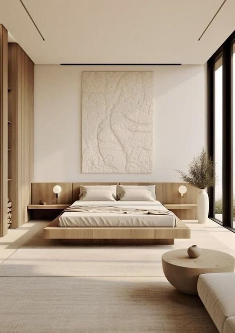 Modern Villa Bedroom Design, Resort Inspired Bedroom, Four Seasons Bedroom, Beige Color Bedroom Ideas, 12 X 13 Bedroom Design, Masterbedroom Neutral Luxury, Japandi Interior Bedroom, Luxury Small Bedroom Design, Large Bedroom Design