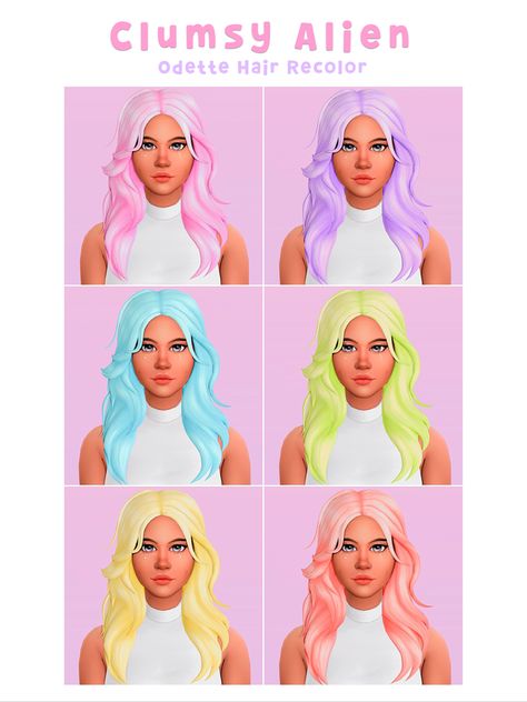 Clumsy Alien Odette Hair Recolor | Kawaii Whims on Patreon The Sims 4 Cc Mint Hair, Sims Alien Cc, Sims 4 Mermaid Hair Maxis Match, Sims 4 Mint Hair Maxis Match, Sims 4 Cc Pastel Hair, Clumsy Alien Sims 4 Cc, Sims 4 Cc Clumsy Alien Hair, Clumsy Alien, Sims 4 Alien Cc