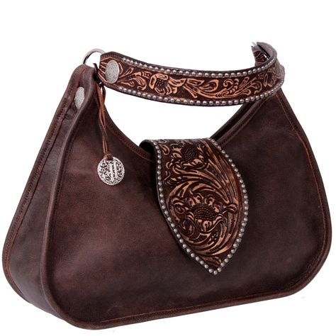 XLDJ67 - Brown Bomber Tooled Purse Handbags Diy, Double J, Western Purses, Unique Handbags, Cheap Purses, Popular Handbags, Brown Purse, Cute Handbags, Handbags Affordable