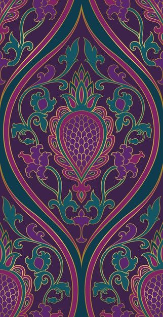 Damask pattern. purple and green filigre... | Premium Vector #Freepik #vector #pattern #floral #wallpaper #colorful Green And Purple Aesthetic, Purple And Green Color Palette, Purple And Green Aesthetic, Design Concept Board, Forest Queen, Pink And Green Wallpaper, Wallpaper Colorful, Purple Color Palettes, Chicago Apartment