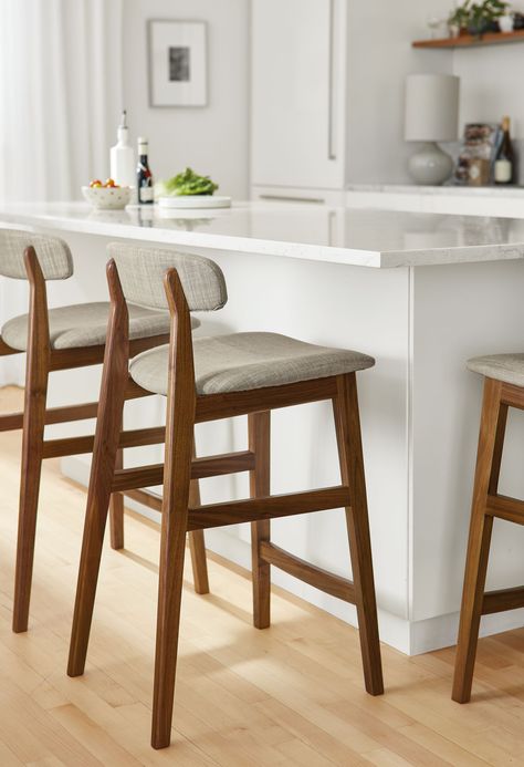 Modern Kitchen Stools For Island, Mid Century Modern Counter Stools, Kitchen Counter Stools With Backs, Vermont Kitchen, Countertop Stools, Modern Kitchen Bar Stools, Cnc Products, Dinning Furniture, Modern Bar Stools Kitchen