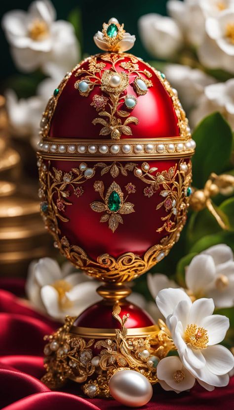 luxuory fabergé egg - AI creation Egg Artwork, Russian Eggs, Egg Artistry, Fantasy Figures, Red Haired Beauty, Easter Wallpaper, Classy Tattoos, Faberge Eggs, Money Trees