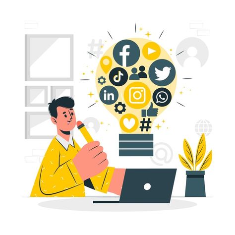 Social ideas concept illustration | Free Vector #Freepik #freevector #social media Illustration Social Media, Karl Popper, Digital Skills, Social Media Marketing Plan, Advertising Company, Social Media Promotion, Social Media Optimization, Social Media Marketing Agency, Youtube Marketing