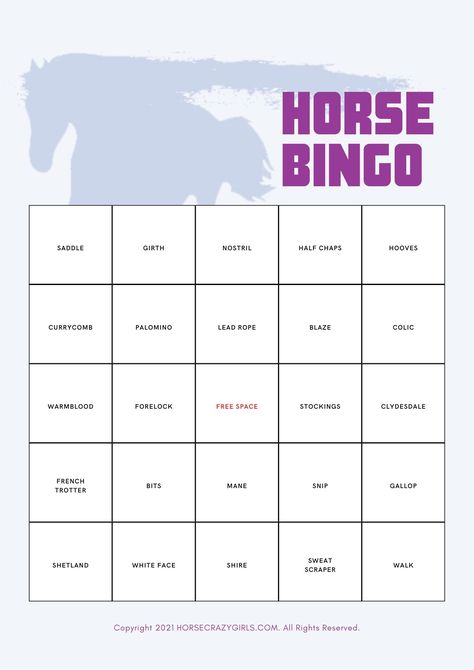 Horse Party Games, Horse Camp Crafts, Horse Bingo, Horse Birthday Party Games, Horse Camp Activities, Horse Crafts Kids, Birthday Horses, Horse Themed Birthday Party, Horses Birthday