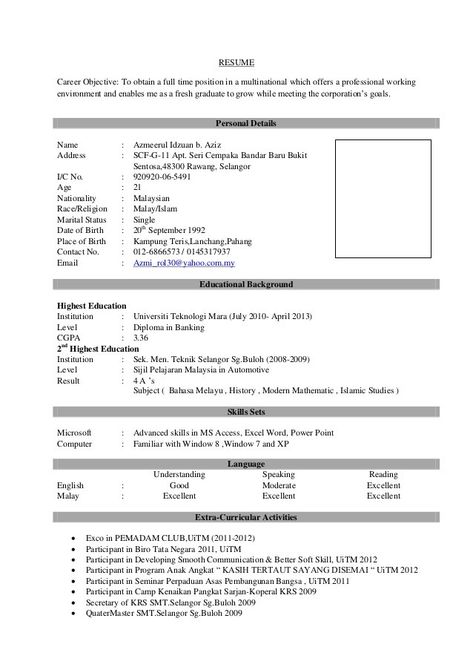 Resume sample of fresh graduate Latest Resume Format, Curiculum Vitae, Career Objectives For Resume, Cv Resume Sample, Quotation Sample, Cv Sample, Job Resume Format, Resume Format Download, Sample Resume Format