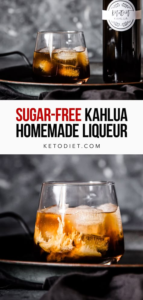 Keto Kahlua Recipe, Sugar Free Kahlua Recipe, Sugar Free Cocktails Alcohol, Diy Kaluha Recipes, Diy Kahlua Recipe, Homemade Kahlua Recipe With Vodka, Home Made Kahlua Recipes, Homemade Kaluah, Kailua Recipes