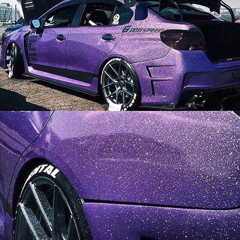 Repost via Instagram: We love this Diamond Series Wrap installation @mixxedautodesign did for @mad_sti! What is your favorite Diamond Series Film? #SWF #AveryDennison #carwrap #carporn #wrapped #carwrap #stagecoach #coachella #vinyl #glitter #sparkle #purplecar by wrapfolio Glitter Wrapped Car, Sparkly Car Interior, Smart Car Accessories, Diamond Car, Car Paint Colors, Glitter Car, Vinyl For Cars, Purple Car, Vinyl Wrap Car