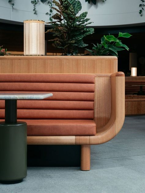 Tom Dixon comes to Quay Quarter Tower | IndesignLive Banquette Fireplace, Banquette Detail, Sofa Banquette, Seating Booth, Modern Banquette, Banquette Seating Restaurant, Restaurant Design Concepts, Restaurant Banquette, Window Seat Ideas