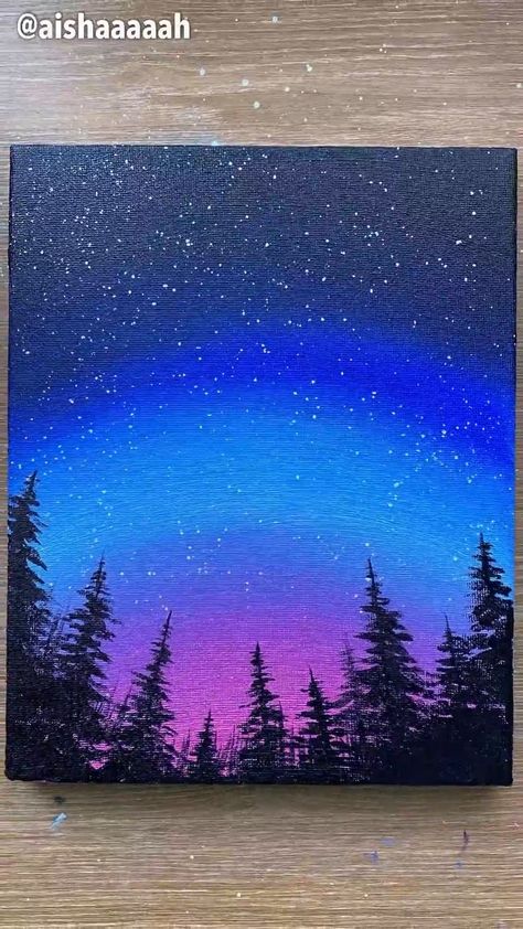 Northern Lights Acrylic Painting, Simple Painting, Simple Canvas Paintings, Canvas Painting Tutorials, Soyut Sanat Tabloları, Abstract Art Painting Diy, Canvas Painting Designs, Painting Ideas On Canvas, Landscape Art Painting