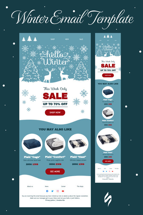 Create professional, responsive emails fast with no coding skills. Follow us on Pinterest for more inspiration and tips. 🤗 #winteremail #stripoemail #emailnewsletter #emailtemplatedesign #emaildesigninspiration #emailmarketingdesign Holiday Email Design, Christmas Email Design, Holiday Email Campaigns, Holiday Interior Design, Christmas Email, Coding Skills, Cold Email, Holiday Emails, Email Template Design