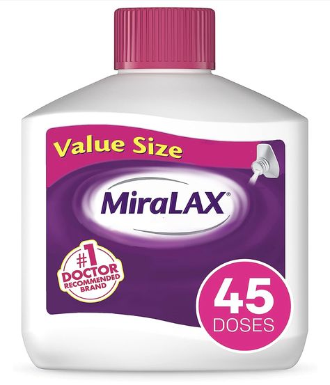 About this item UNBLOCK YOUR SYSTEM: MiraLAX, an osmotic laxative, works naturally with the water in your body to hydrate, soften, and ease stool through your colon in 1-3 days. Other stimulant laxatives stimulate the nerves to move stool through the colon immediately NO HARSH SIDE EFFECTS: MiraLAX helps relieve your occasional constipation without causing gas, bloating, cramping, or sudden urgency Dr Bathroom, The Chic Diet, Melaleuca The Wellness Company, Peanuts Lucy, Dr Kids, Postpartum Must Haves, Stool Softener, Amazon Fresh, Gas Relief