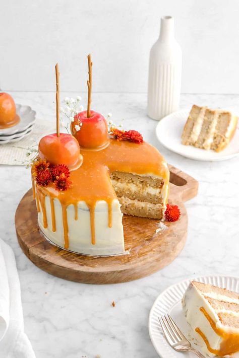 This Caramel Apple Layer Cake with a delicious Apple Caramel Sauce and creamy Caramel Frosting is the Fall centerpiece you've been searchi... Apple Birthday Cake, Apple Layer Cake, Apple Spice Cupcakes, Birthday Cake Fondant, Best Apple Desserts, Apple Cheesecake Bars, Apple Birthday, Apple Pie Filling Recipes, French Apple Cake