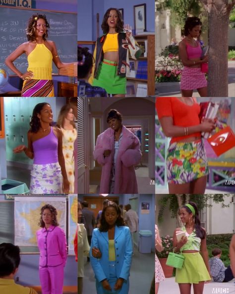 90s Fashion Catalog Women, Dion Outfits Clueless, Clueless Fashion Dione, Black Women In The 80s Fashion, Clueless Show Outfits, 99 And The 2000 Outfits, Fran Fine Pants Outfits, 90s Fashion Women Party, Gina And Pam 90s Outfits