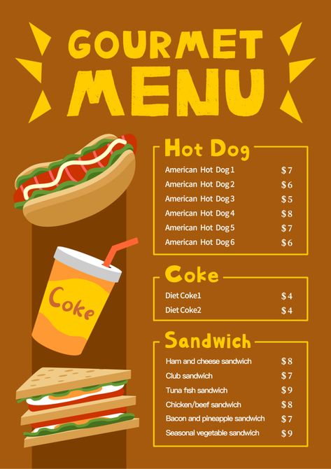 Snacks Shop Design, Snack Menu Ideas, Tuna Fish Sandwich, Menu Burger, Cheese Design, Food Truck Menu, Cartoon Food, Food Menu Template, Menu Designs