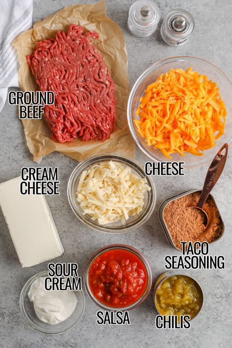 Ground Beef Dip, Baked Taco Dip, Ground Beef Taco Dip, Cream Cheese Salsa Dip, Taco Ground Beef, Hot Taco Dip, Ground Beef Cream Cheese, Cream Cheese Taco Dip, Taco Dip Easy