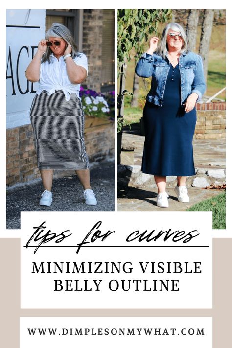 Tips to help you minimize visible belly outline in a body concious dress while learning to love your visible belly outline and embracing modesty. #bodyacceptance #plussizefashiontips #visiblebellyoutline #stylingbodyconciousdressforcurves #learningtolovemyvisiblebellyoutline Plus Size Modest Outfits, Plus Size Body Shapes, Mid Size Outfits, Plus Size Fashion Tips, Flattering Outfits, Body Outfit, Plus Size Fashion For Women, Travel Hacks, Mom Outfits