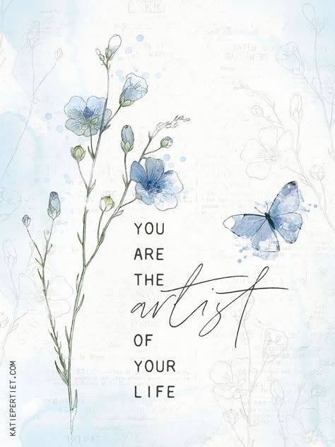 Watercolor With Quotes, Watercolor Quotes Inspirational, Painting Quotes Inspirational, Calligraphy Art Quotes Inspiration, Journal Quotes Inspirational, Blue Inspirational Quotes, Flowers Quotes Inspirational, Blue Thoughts, Someday Quotes