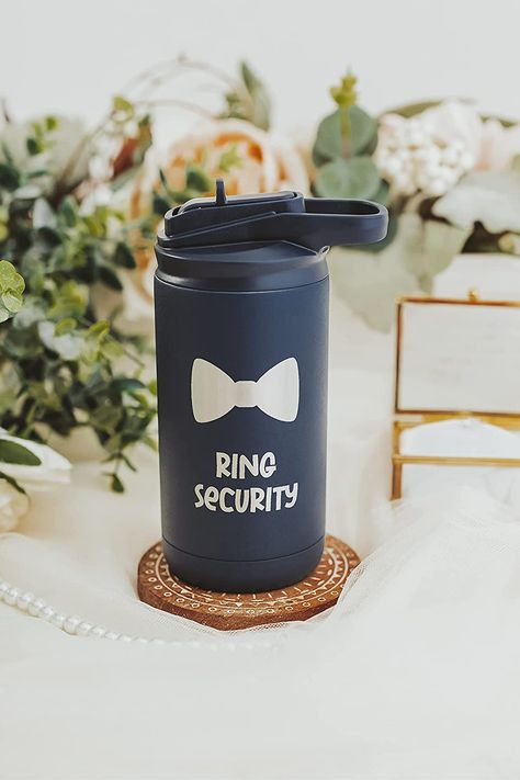 Make sure the guy carring the rings is on his game by staying hydrated. Boy Gift Ideas, Ring Bearer Proposal, Ring Security, Wedding Bottles, Steel Straw, Light Ring, Proposal Gifts, Stainless Steel Straws, Ring Bearer