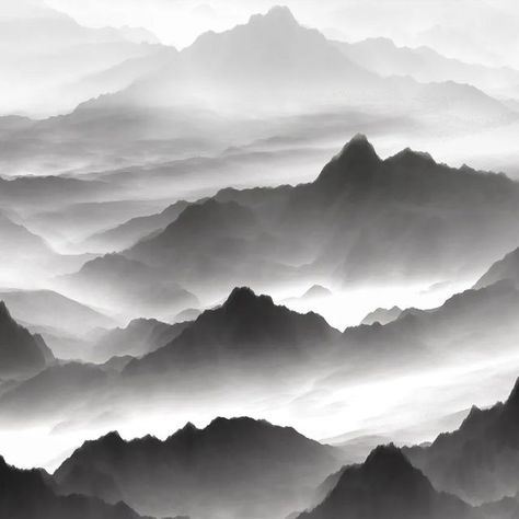 Foggy Mountains, Depth Of Field, Tibet, Mountain Landscape, Abandoned Places, Digital Illustration, Lovers Art, Art Tattoo, Painting & Drawing