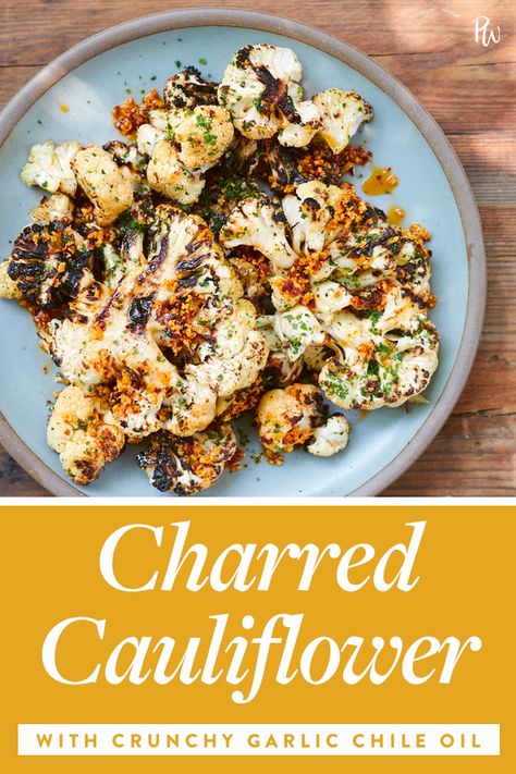 undefined cauliflower,cooking,dinner,easy,fast,food,main-course,national,recipe,side-dish,spicy,vegetable,vegetarian Cooking Cauliflower, Dinner Cauliflower, Charred Cauliflower, Chile Oil, Crunchy Garlic, Spicy Dinner, Fast Cooking, Cheesy Zucchini, Recipe Vegetarian