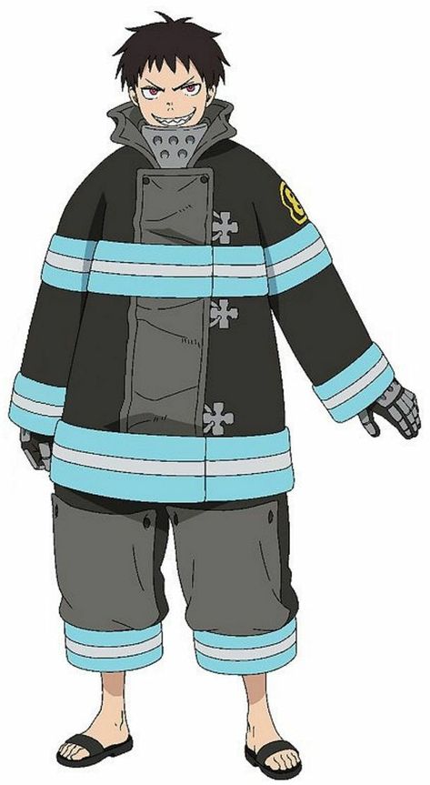 Fire Force Character Design, Fire Force Uniform, Fire Force Characters, Pokemon Ocs, Fire Force Shinra, Forces Outfit, Shinra Kusakabe, Manga Clothes, Gym Leaders