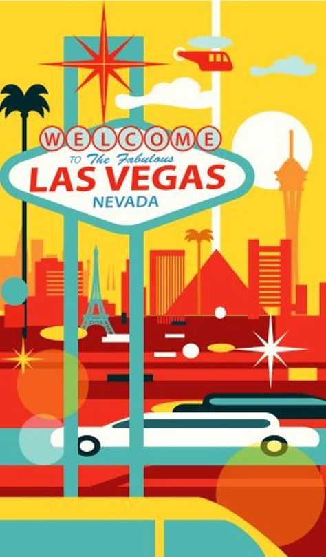 Las Vegas Images, Las Vegas Skyline, Vegas Skyline, Travel Clipart, Watercolor Birthday Cards, City Drawing, Retro Travel Poster, Retro Sign, Vegas Trip