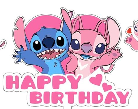 Stitch And Angel Cake, Stitch Happy Birthday, Lilo And Stitch Birthday, Stitch Cake, Disney Character Drawings, Candy Bouquet Diy, Artsy Background, Lilo And Stitch Drawings, Happy Birthday Wallpaper