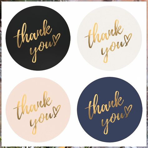 Mobiusea Party Thank You Stickers Roll | Simple and Sincere | 1.5 inch | Waterproof | 500 Labels for Small Business, Packagin Gold Foil Design, Handmade Wedding Gifts, Gold Foil Paper, Thank You Labels, Small Business Packaging, Scrapbooking Stickers, Business Stickers, Envelope Seals, Thank You Stickers