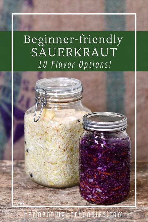 Fermented Sauerkraut Recipes, Fermented Vegetables Recipes, Make Sauerkraut, Making Sauerkraut, Fermented Sauerkraut, Canning Peaches, Homemade Sauerkraut, Fermented Cabbage, Sauerkraut Recipes