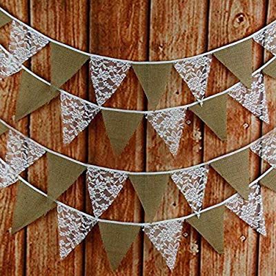 Birthday Greetings For Boyfriend, Garland Fabric, Lace Bunting, Chic Bridal Showers, Wedding Bunting, Banner Garland, Bride Shower, Burlap Banner, Banners Buntings