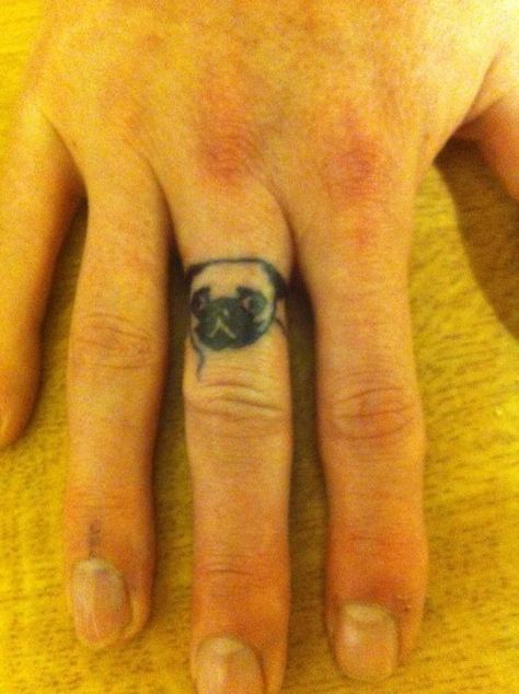 Black Pug Tattoo, Dog Face Tattoo, Lilly Tattoo, Tattoo On Finger, Pug Tattoo, Hipster Tattoo, Black Pug, Face Tattoos, Face Tattoo