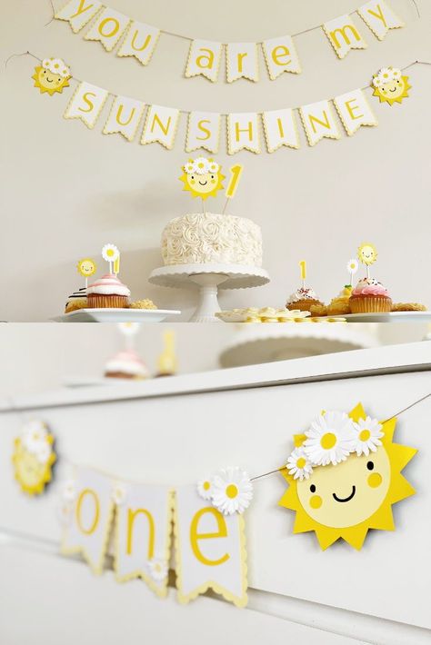 My take on the You Are My Sunshine Birthday party theme - this guide is full of ideas and decorations to make your first birthday party so cute! #youaremysunshinebirthday #sunshinebirthdayparty #sunshinepartyideas Sunshine Decorations, Sunshine First Birthday, Sunshine Birthday Parties, Sunshine Party, Sunshine Birthday, Simple Baby Shower, Adult Birthday Party, Shower Themes, Party Pack