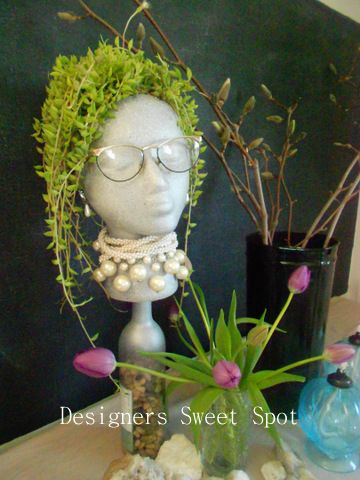 Suitcase Garden, Vintage Milk Can, Diy Concrete Planters, Foam Head, Metallic Spray Paint, Simple Organic, Head Planters, Cement Planters, Mannequin Head